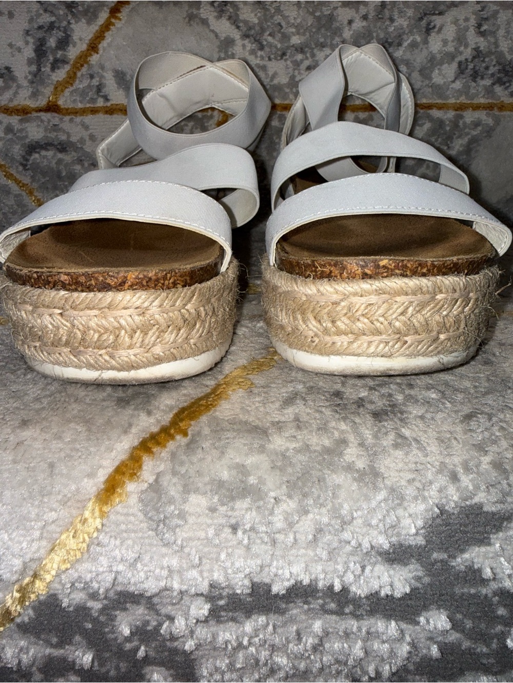 Women’s White Espadrille Platform Sandals - Strappy Comfort